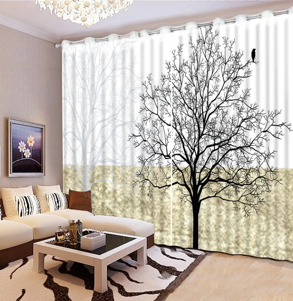 

Home Decor Living Room Natural Art modern bedroom curtains 3d abstract tree custom curtains window blackout curtains