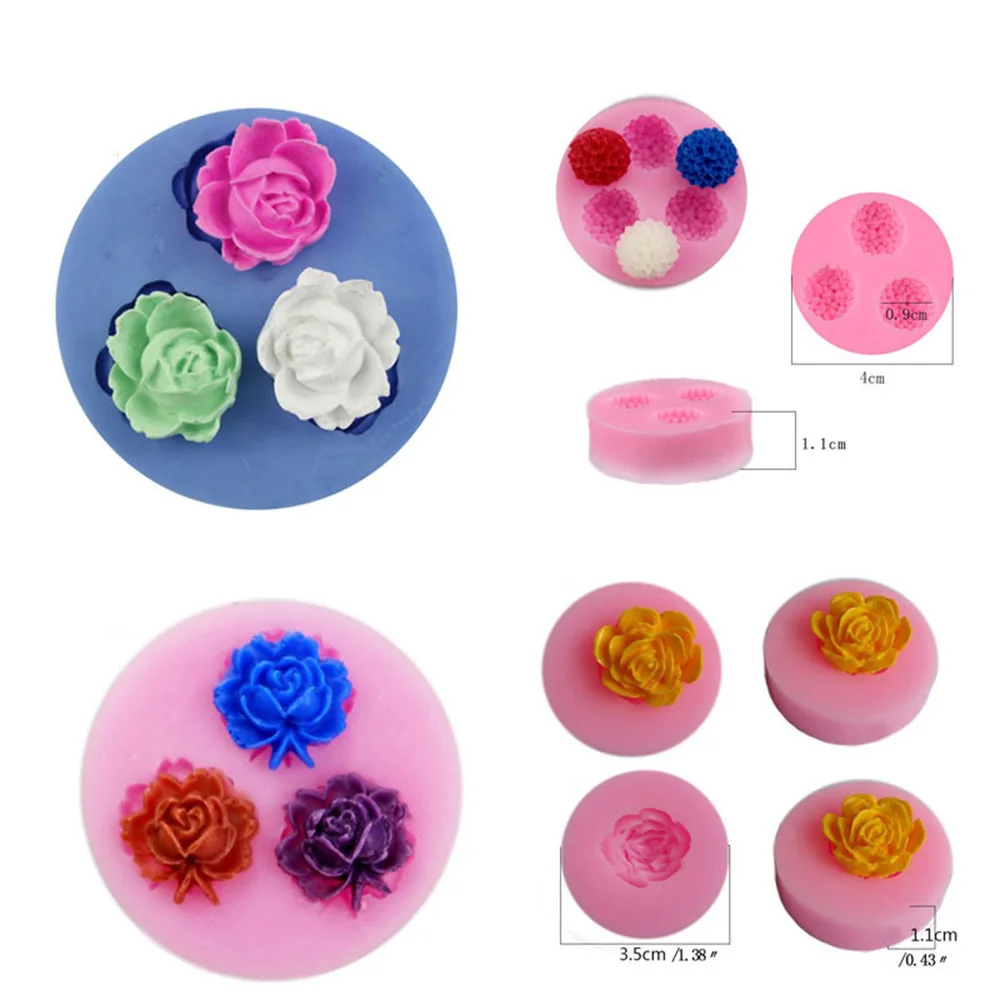 4 вида розы Форма fondant (сахарная) силиконовая форма для выпечки Шоколад