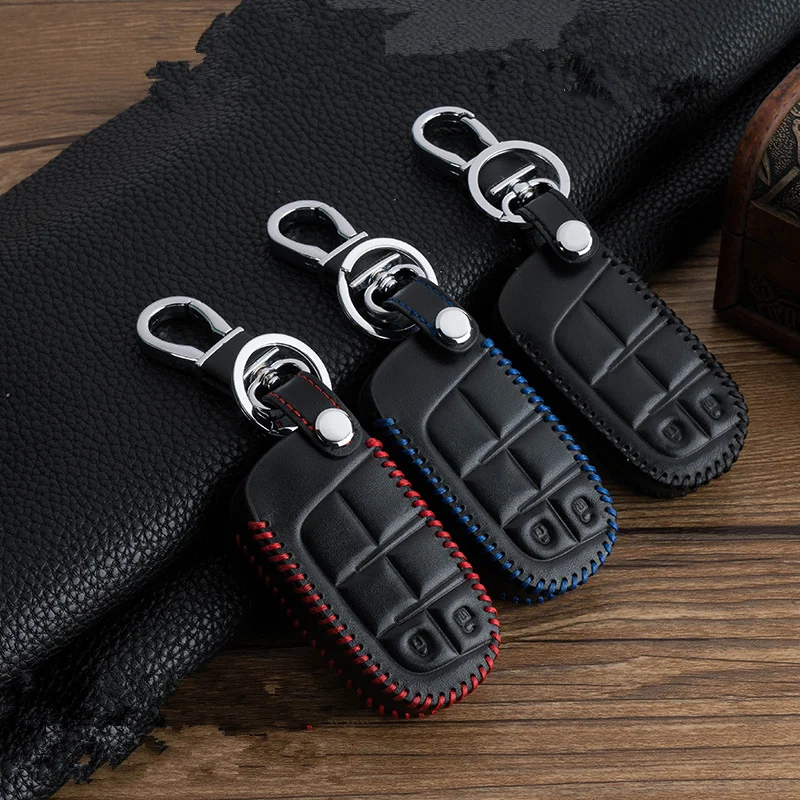2 Пуговицы кожа Ключи чехол Брелок кожи Набор для Dodge Journey JCUV Jeep Grand Cherokee Wrangler