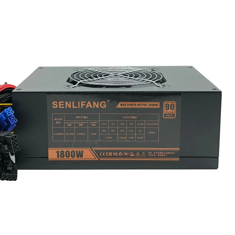 Brand new 1800W Mining power Supply 24pin 100V-240V R9 380/390 RX 470/480 RX 570 for BTC ETC ZEC