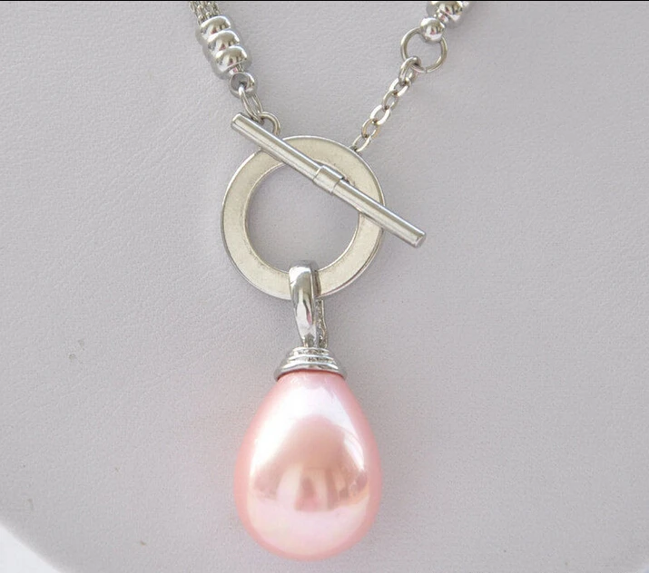 

Free shipping >>>>> z5299 20mm pink drip SOUTH SEA SHELL PEARL NECKLACE PENDANT 17inch