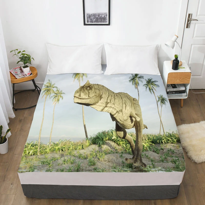

3D HD Digital Custom Bed Sheet With Elastic,Cartoon Kids Baby Child Fitted Sheet,Ceratosaurus dinosaur Mattress Cover 150/180
