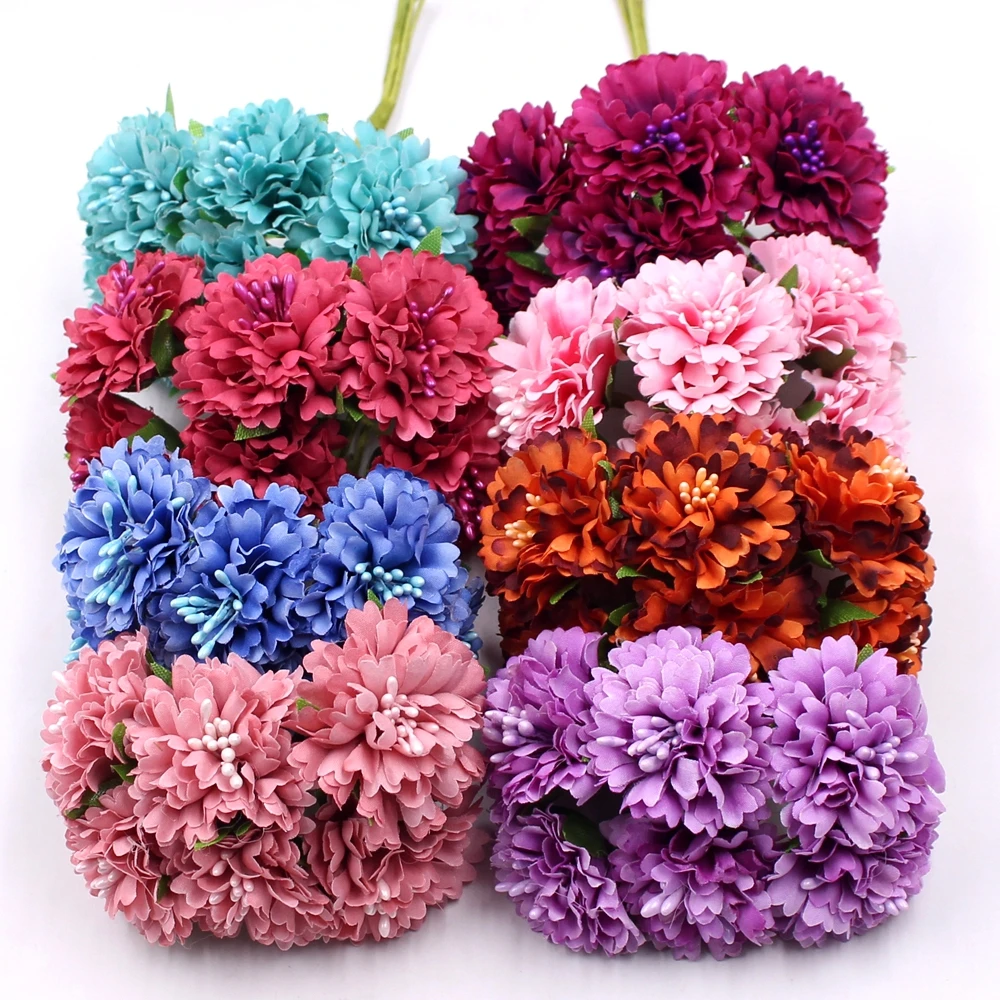 Marigold 6 шт./Букет 3 5 см мини Букет маргариток искусственный цветок свадебные