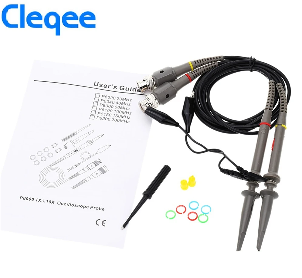 Новинка Cleqee 2 шт. P6060 щуп осциллографа 60 МГц зажимы для Tektronix HP X1/X10 DC 60MHz|Детали и