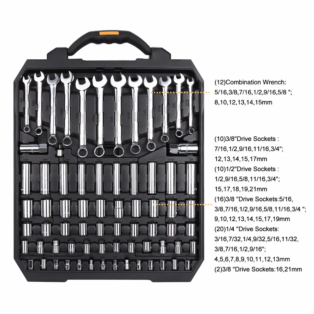 DEKO 192 Pcs Professional Car Repair Tool Set Auto