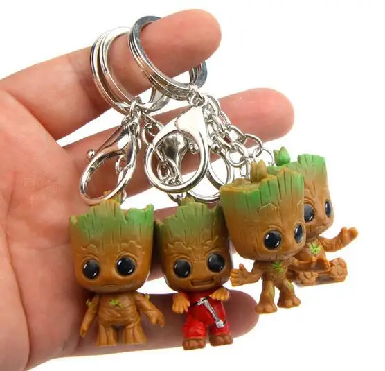 

Galaxy guard Q version of the treetop groot mountaineering buckle creative key chain car key ring Korean version of the package