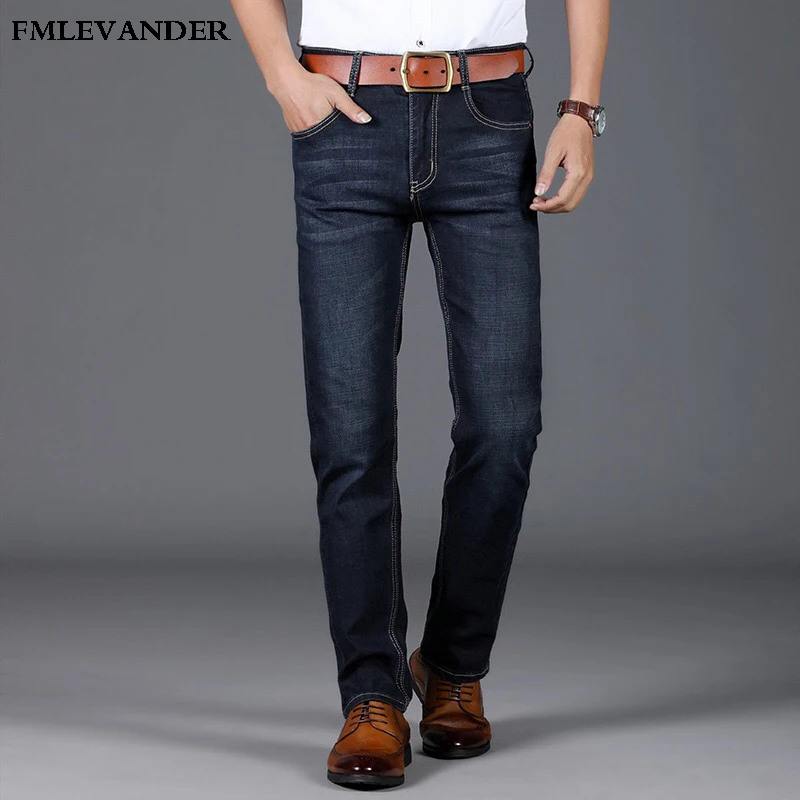 

High Quality Plus Size 40 Pure Color Denim Jeans Straight Pants Stretch Denim Men Jeans Trousers