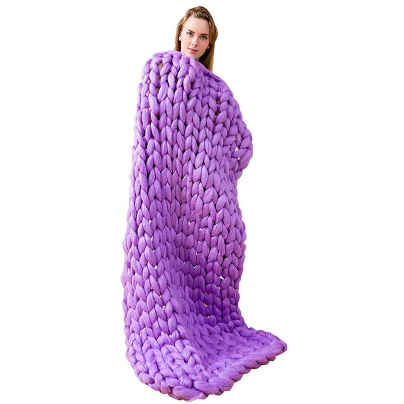 Soft Thick Line Giant Yarn Knitted Blanket Hand Weaving Photography Props Blankets CrochetLlinen Soft Knitting Blankets P20