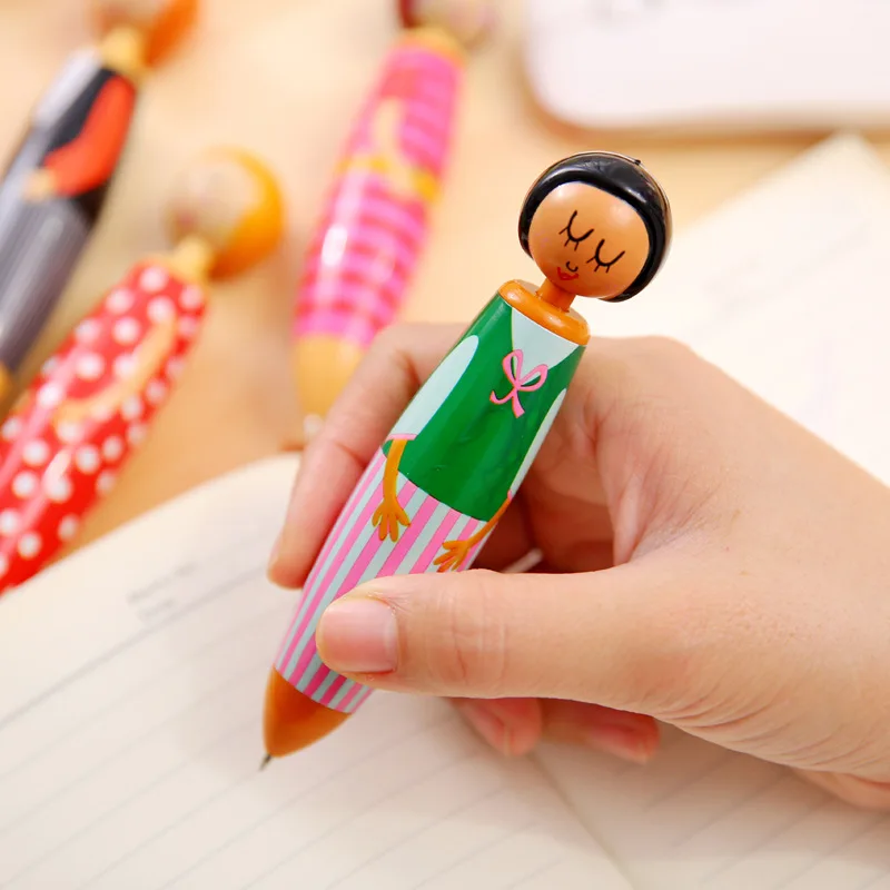 1 Pcs Cute Doll Ballpoint Pen 0.7mm Blue Ink Pens for Writting Stationery Caneta Material Escolar Office School Supplies