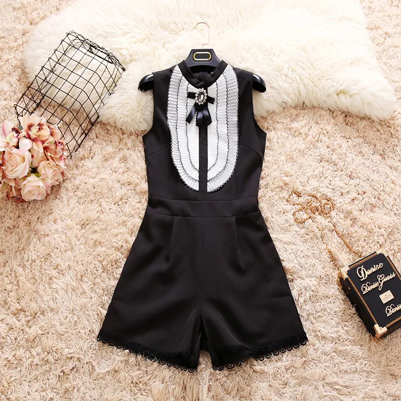 2018 summer new female bodysuits women's O neck ruffles