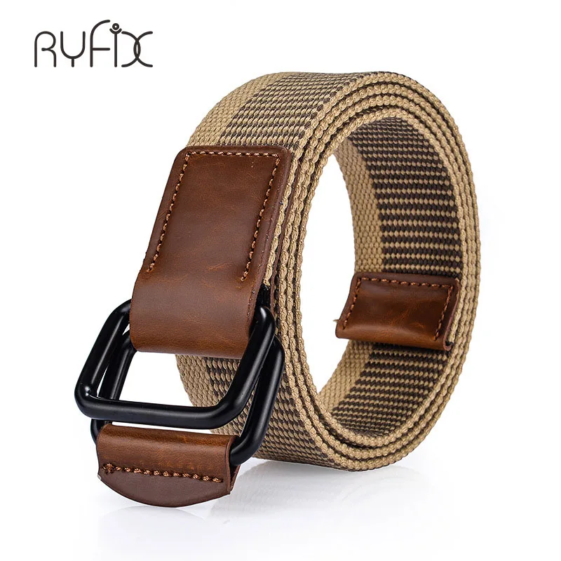 Teenager Casual Nylon Double buckle canvas belt Men's outdoor sports