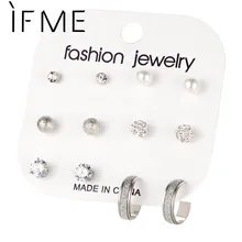 В том случае, если мне 6 пара/лот модное серебряное кольцо Цвет серьги-гвоздики Комплект сережек для женщин Смешанные хрустальный шар, псевдо жемчуг, серьги вrincos бижутерия