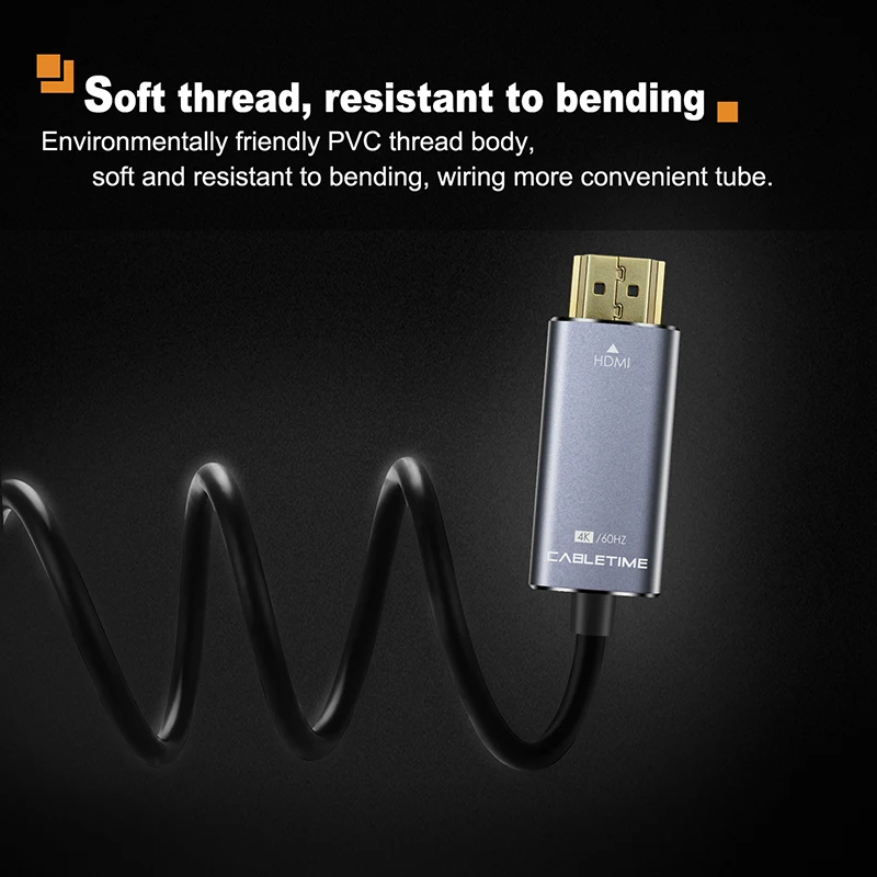 CABLETIME USB C to HDMI Cable Type C HDMI Adapter M/M 4K 60Hz Converter 1.8m Cable for MacBook Samsung Galaxy S8+ C028