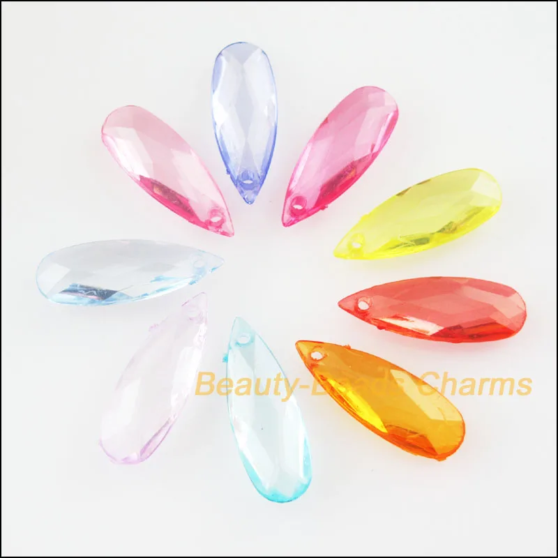 

45Pcs Mixed Plastic Acrylic Long Teardrop Charms Pendants 8x22mm