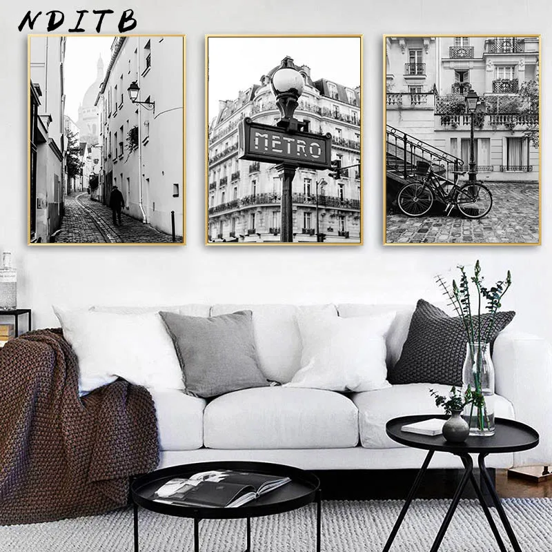 

Scandinavian Landscape Picture Black White Architecture Poster Nordic Style Wall Art Canvas Print Painting Modern Room Decor