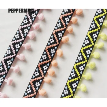 

2yards 3cm drop Embroidery Ball Trim Fringed Lace Ball Braid Lace Fringe Ribbons Fabric DIY Sewing Handmade Accessory