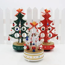1PC Handmade Christmas Decoration DIY Wooden Tree Shape Music Box Festival Home Decor Table Desk Ornament Supplies 29CMx16CM