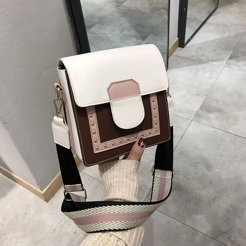 

2019 Colorful Crossbody Bag For Women Pu Leather Sling Shoulder Bag Dull Polish Rectangle Solid Ladies Design slung packet
