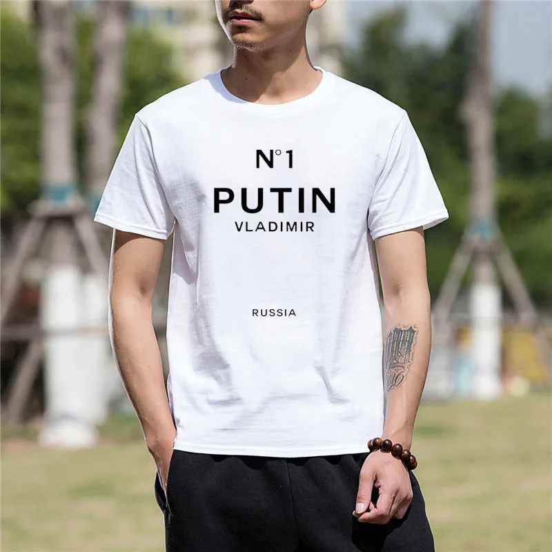 2019 Мужская футболка из хлопка с графическим забавным летним Путиным в. Россия