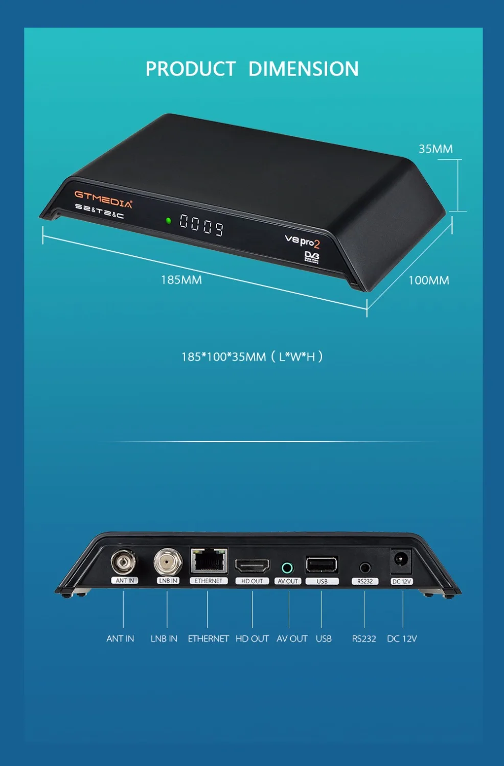 GTmedia V8 Pro 2 приемное устройство DVB-S2 DVB-C DVB-T2 Встроенный Wi-Fi, H.265 Поддержка IP ТВ PowerVu DRE и Biss key спутниковый ТВ приемник 1080P