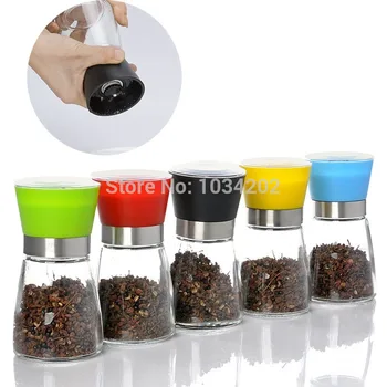 

Quevinal FREE SHIPPING High Quality Best selling Glass Pepper set Salt Herb Spice Hand Grinder Mill manual pepper mill