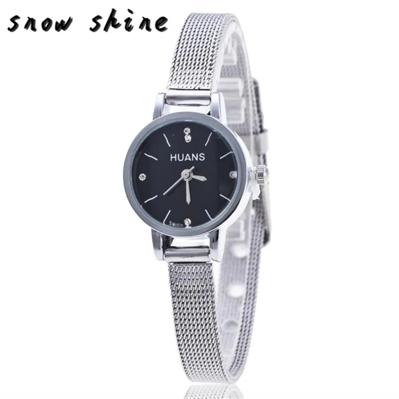 snowshine 10xin Women Ladies Silver Stainless Steel Mesh Band Wrist font b Watch b font free