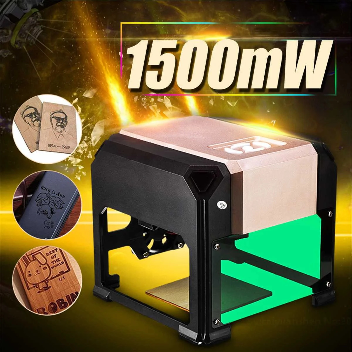 

New Golden 1500mW Desktop Laser Engraving Machine Logo Marking Engraver Wood Router Laser Carving Machine Woodworking Machinery