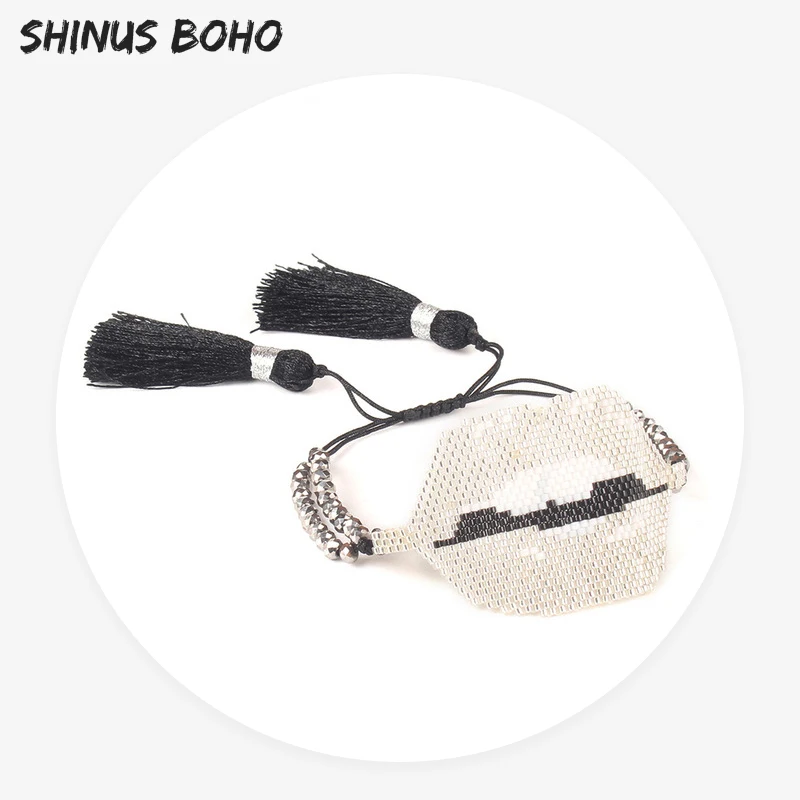 

SHINUSBOHO 2018 New Female Bracelets Handmade Weave Big Lip MIYUKI Seed Beads Bracelet for Women Jewelry Adjustable pulseras