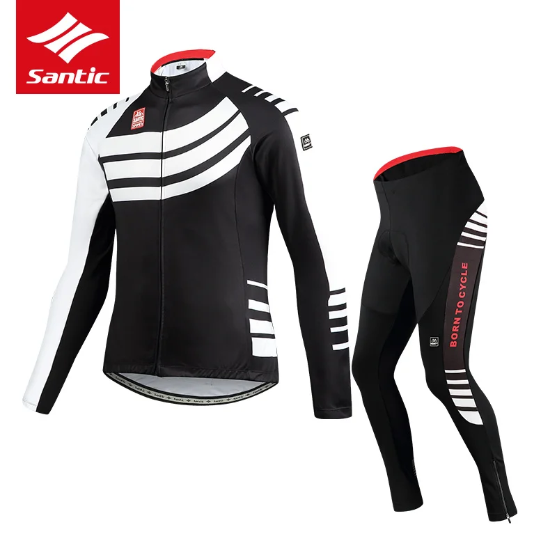 

Santic Cycling Jersey Set Men Autumn Winter Fleece Thermal Racing Cycling Clothing Road Bike Clothes Bicycle Jacket Set
