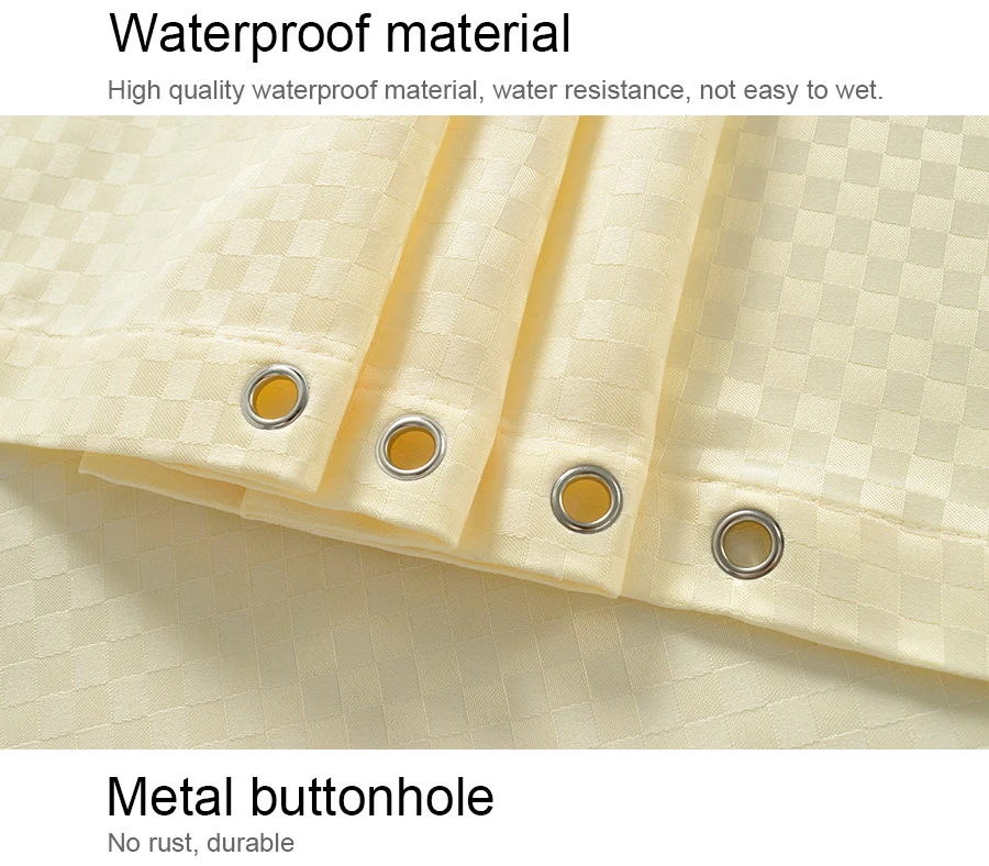 Полиэфирная ткань бежевый плед занавеска для ванной комнаты 12 крючков плесени устойчивая мягкая занавеска для ванной водонепроницаемый Нескользящая занавеска для душа