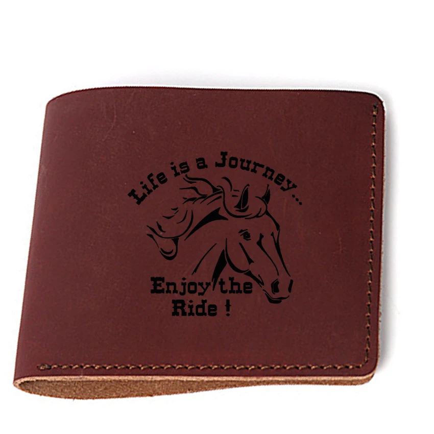 

Engraved Letters life is A journey enjoy the ride Wallets Small Purses Hasp Money Note Card Holders Stylish Simple Men wallets