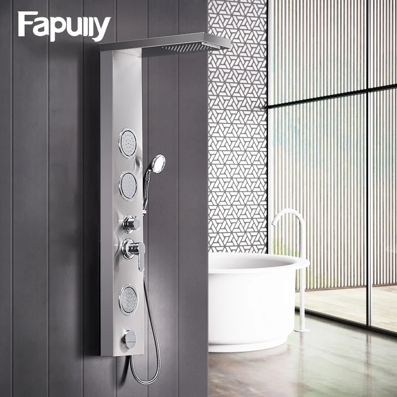 Fapully Bathroom Shower Panel Wall Mounted Massage System Faucet with