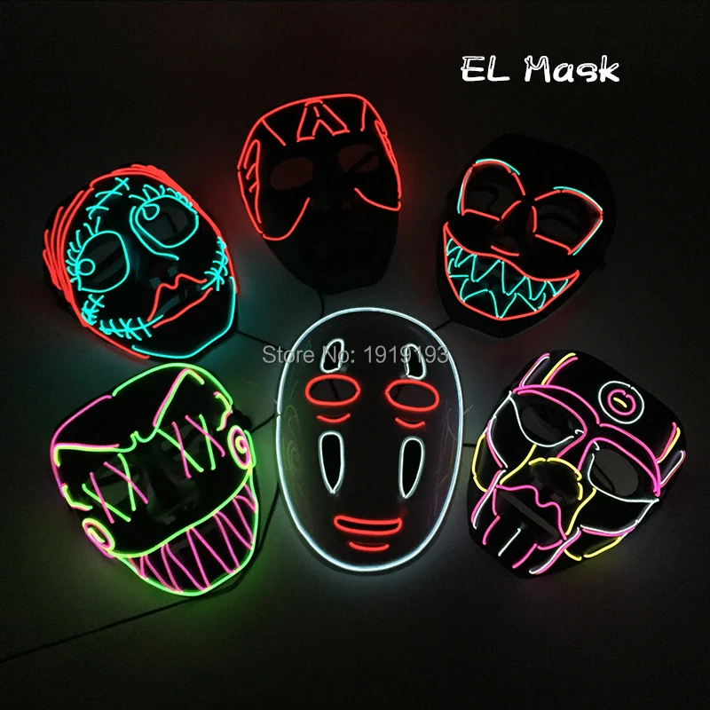 

Dropship Movie Theme Spirited Away Led Neon Rope Tube Faceless Man Role Mask Holiday Lights Action Figure EL Wire Cosplay Mask