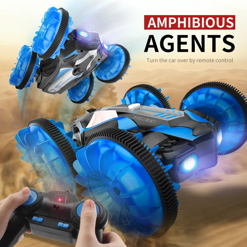 

C10 Water and Land RC Car Amphibious Agents 360 Rotate Remote Control Stunt Car Electric LED Night Light RC Robot Car for Kids