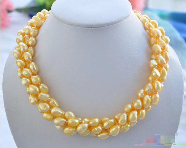 

HOT## Wholesale > P4083 4row 20" 13mm yellow baroque freshwater pearl necklace magnet