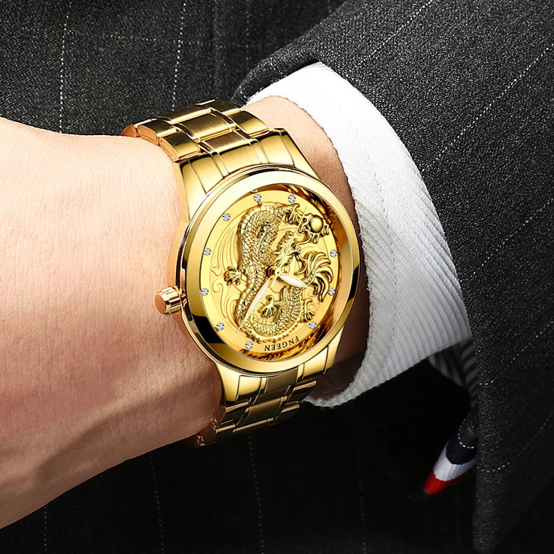 3D резьба циферблат часы с изображением дракона мужские водонепроницаемые светящиеся наручные часы мужские часы лучший бренд класса люкс известный человек кварцевые часы Relogios
