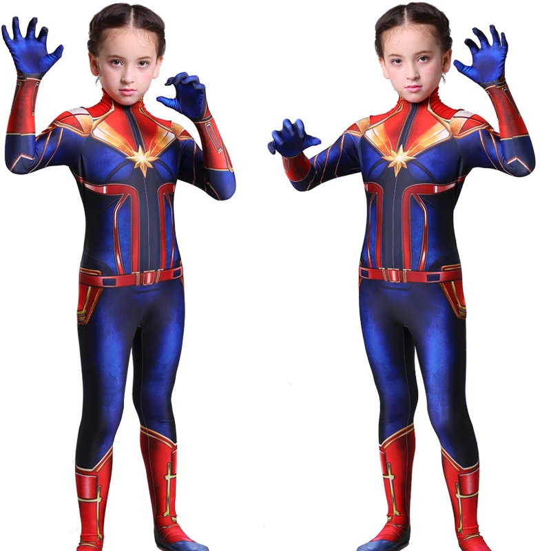 2019 нуэвос Ниньос сорпреса Капитан Marvel косплей disfraces los Vengadores 4 COS Топ y pantalones ropa diaria