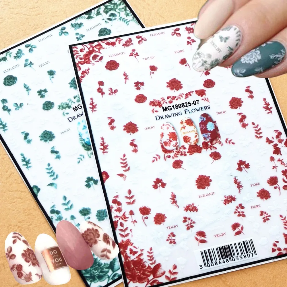

Newest MGM-2506 drawing flower 3d nail art sticker Japan style nail decals template DIY Nail Decoration tools nail wraps