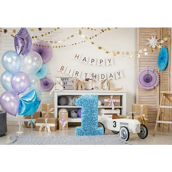 ソリッドピンク色結婚式の写真の背景ビニールプリントブルー紙バラ王女の誕生日パーティーフォトブース背景