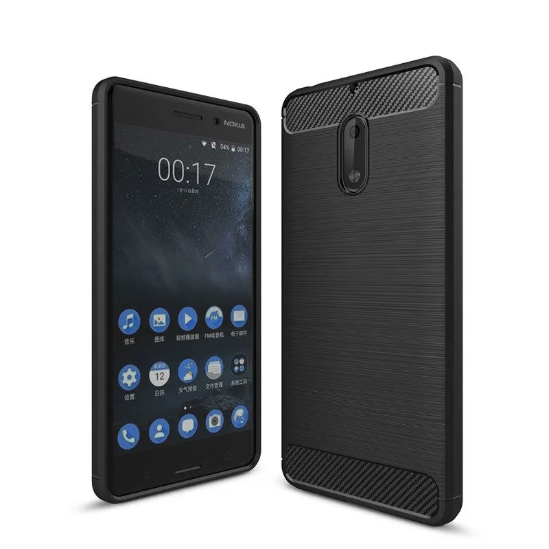 cheap For Nokia 6 2018 case Shockproof Brushed Silicone Carbon Fiber Soft TPU Back Cover For Nokia 2 3 5 7 8 Anti Knock Coque Fundas