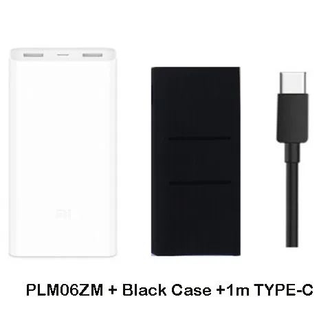 Внешний аккумулятор 20000 мАч PLM06ZM с двумя портами usb быстрая зарядка QC 3,0 20000 мАч Mi power Bank Внешняя батарея Портативная зарядка - Цвет: Black Case Type -c