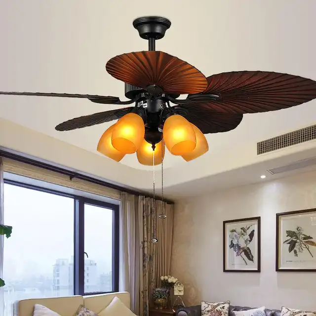 Unique Used Leaf Design Ceiling Fan Light With Southeast Asian