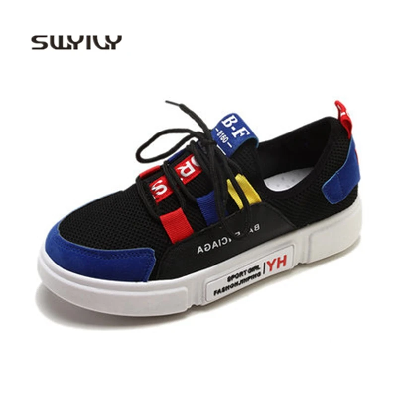 SWYIVY Women Sneakers Mesh Breatable Platform Running Shoes Women 2018 New Slip-on Super Light Women Jogging Sport Shoes