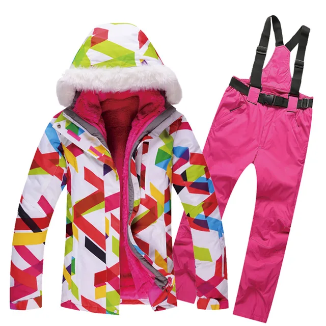 Best price at $130 Cheap Winter Ski Set Waterproof Windproof  Skiing Jacket and Pants Windproof Warm Ski Suit Thicken Warm Snowboard Jacket Brand