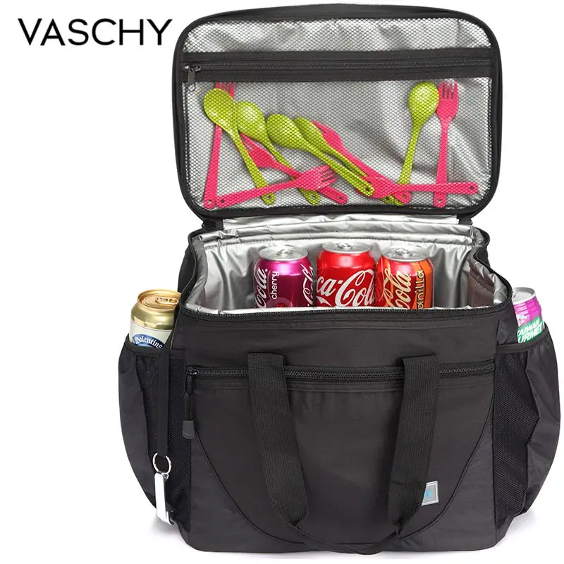 VASCHY большая сумка-холодильник 23L Изолированная Герметичная сумка для пикника, Ланч сумка с несколькими карманами, съемный плечевой ремень, сумка-холодильник