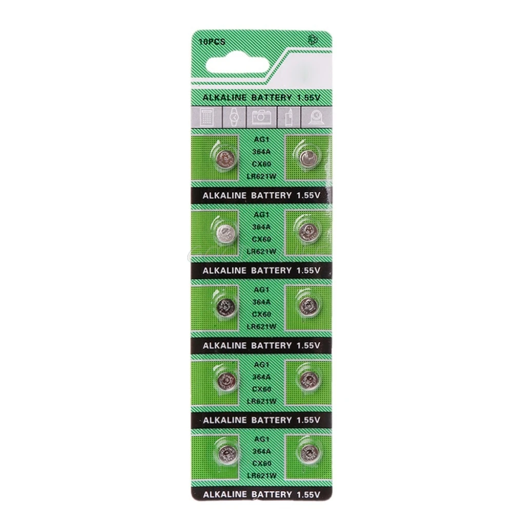 10 x AG1 Watch Battery Cell AG1 364 SR621SW LR621 621 LR60 CX60 Alkaline Battery Button Coin Cell Batteries 10 x AG1 Watch Battery Cell AG1 364 SR621SW LR621 621 LR60 CX60 Alkaline Battery Button Coin Cell Batteries
