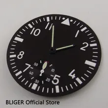 BLIGER 38,9 мм черный стерильные циферблат белый светящиеся цифры Циферблат подходит для приблизительный срок поставки: 6498 ручной завод D58