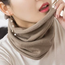 HLICYUM Женский кашемировый вязаный шарф-кольцо 30 см, теплый однотонный эластичный удобный женский зимний шарф с одной петлей
