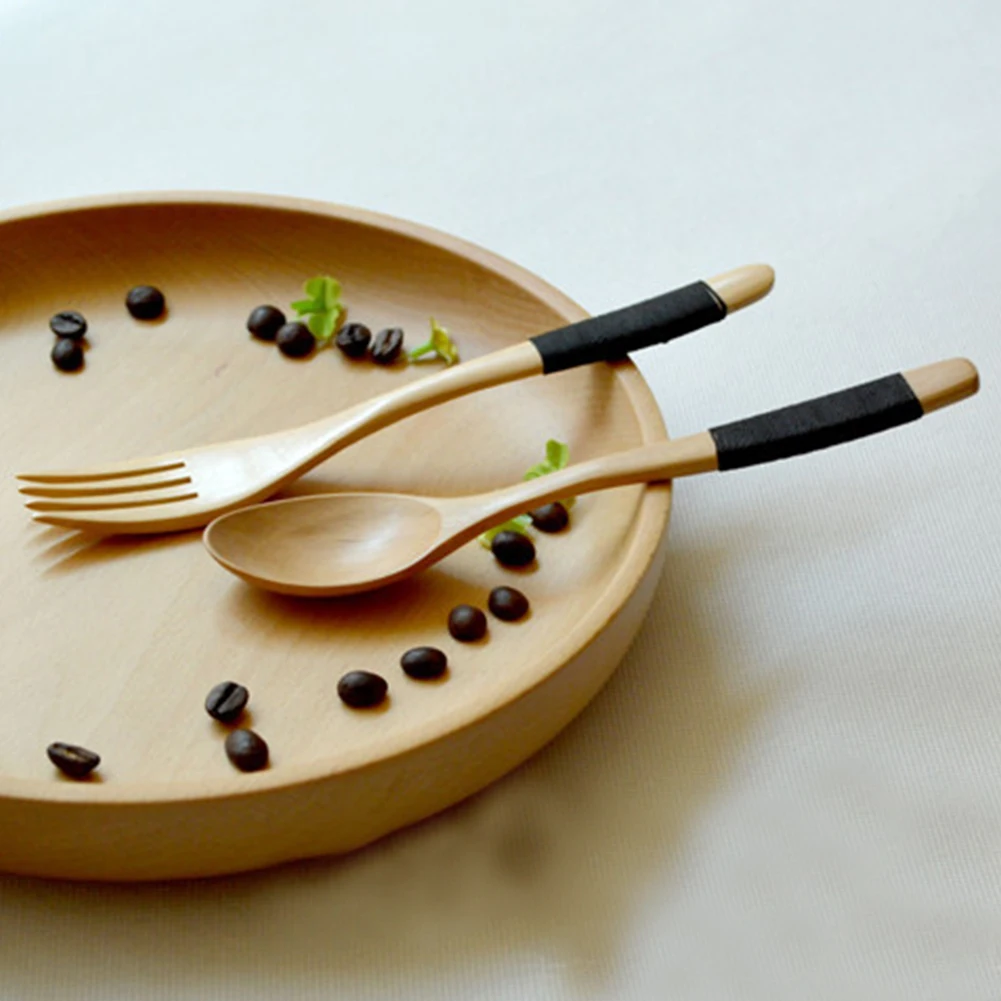 Деревянная Kinking ложка, вилка, столовый прибор посуда рисовая половник для супа приготовления пищи - Цвет: black
