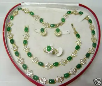 

shitou 00500 Popular jewelry Green Necklace Bracelet Ring Earring Set